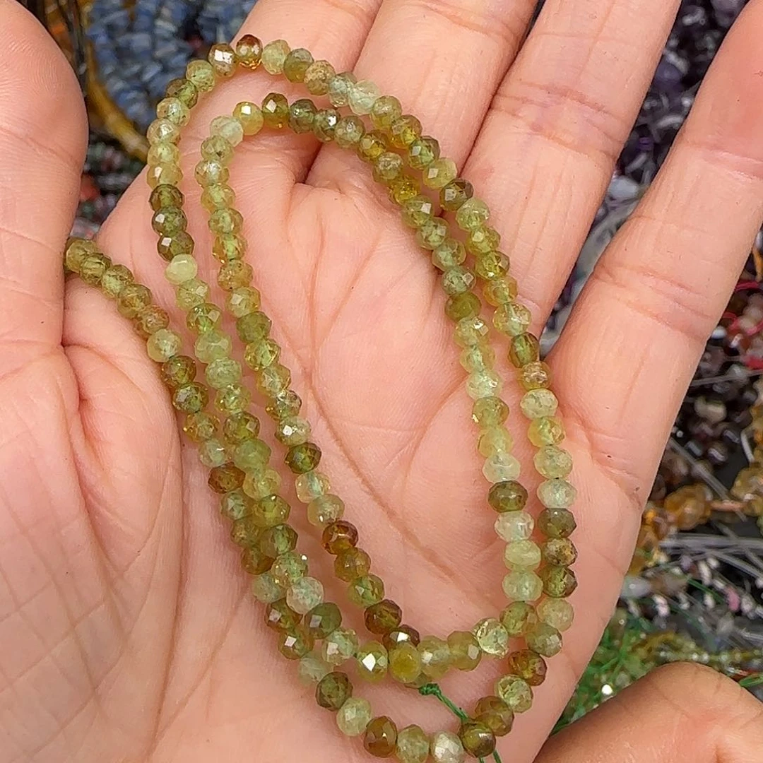 玛瑙/玉髓合金珠宝半成品沙弗莱4mm算盘切面一条