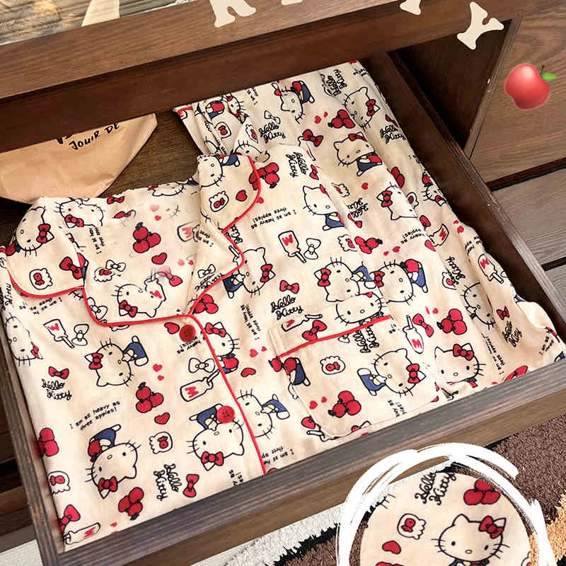 『卡通小熊』云朵棉睡衣女可爱夏季短袖长裤甜美学生家居服可外穿