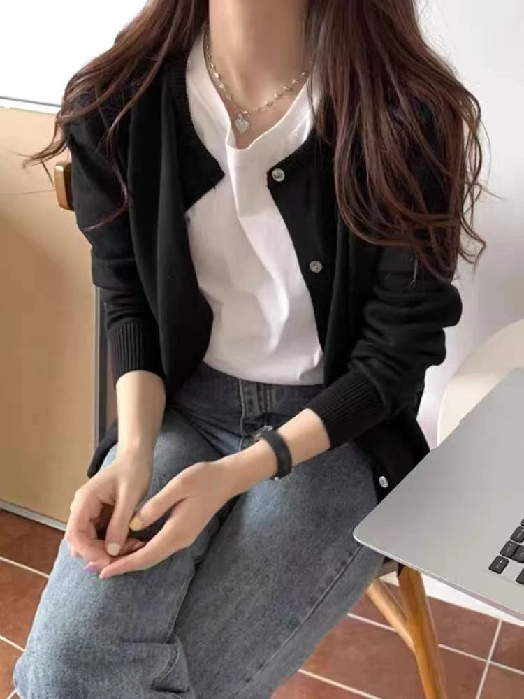高密度羊毛开衫女百搭圆领 V领外套保暖