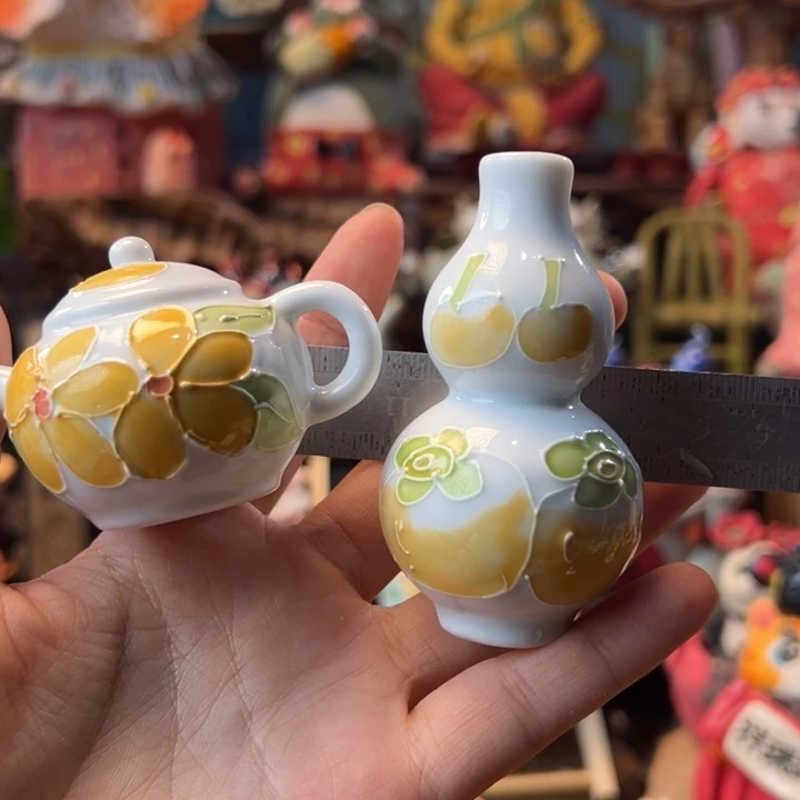 初***；陶摆件小镇青花每日有新品