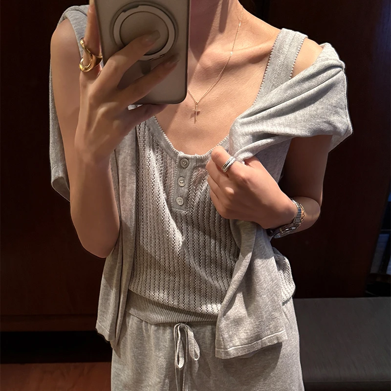 KEEP KAPU靠谱【云感3件套】新款时尚休闲灰色三件套KP250407