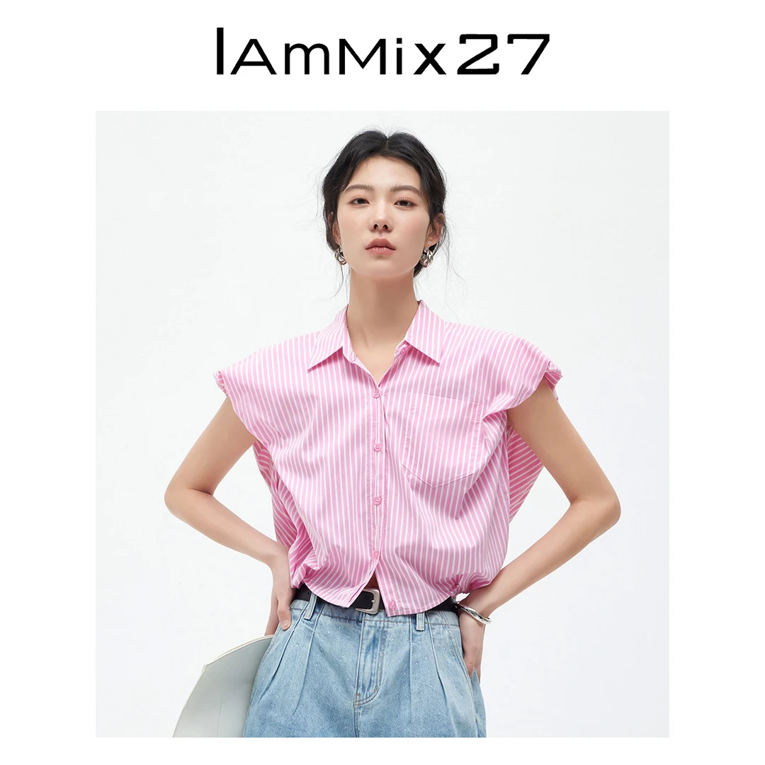 Iammix27夏季条纹衬衫M4B203A