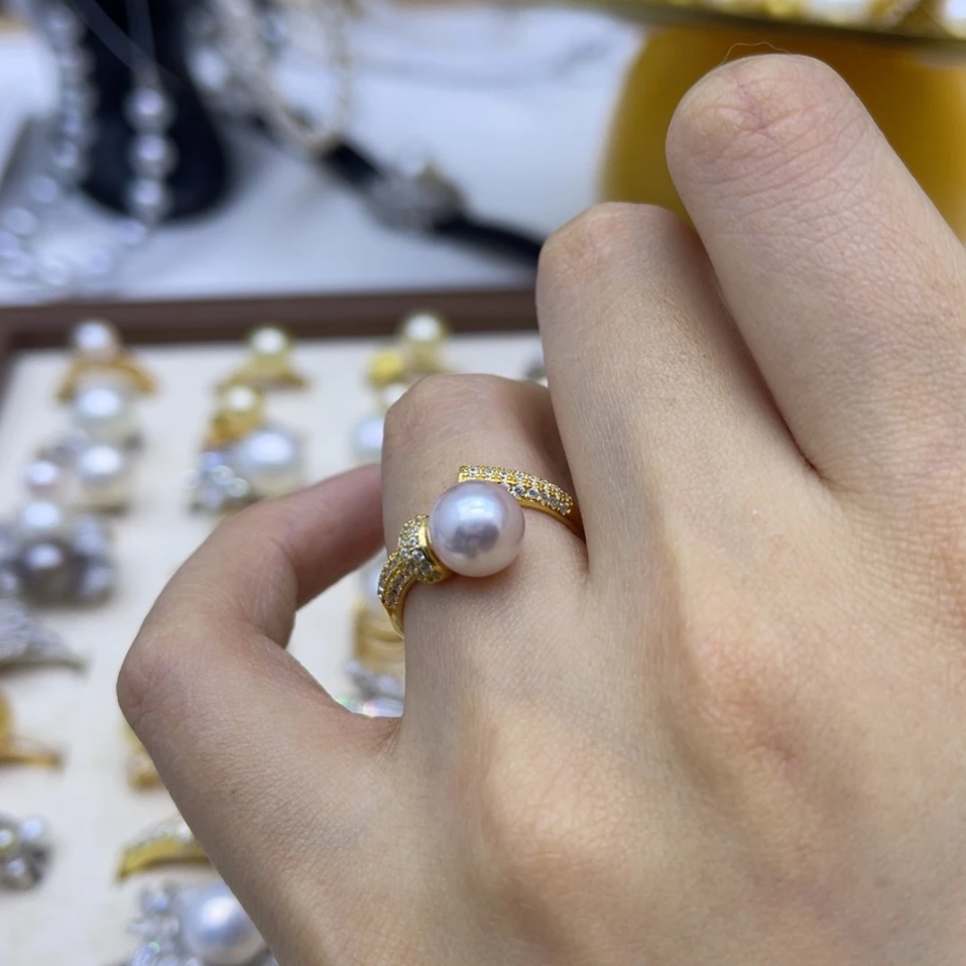 戒指海水珍珠银S925镶嵌