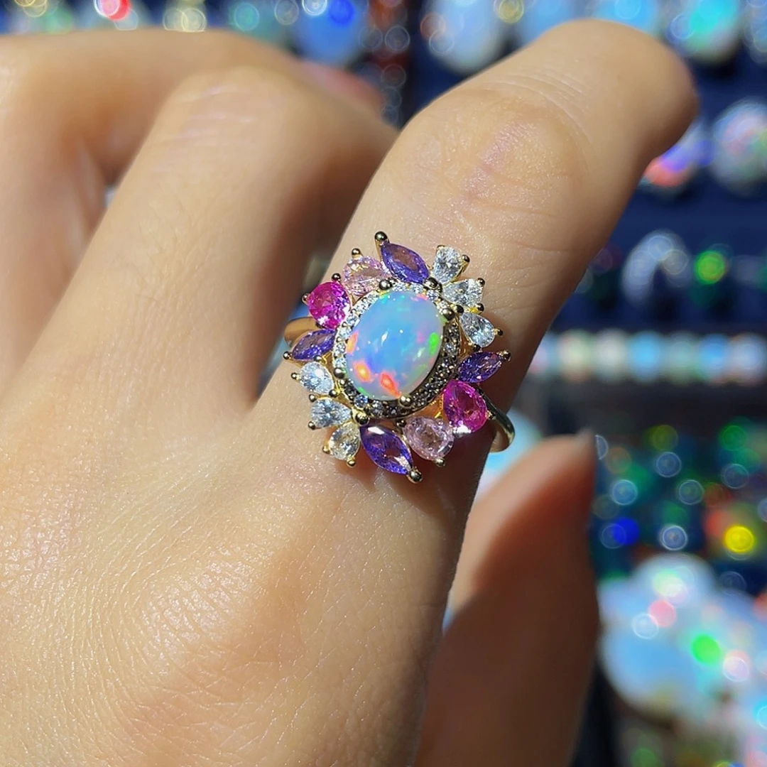 银S925镶嵌欧泊戒指