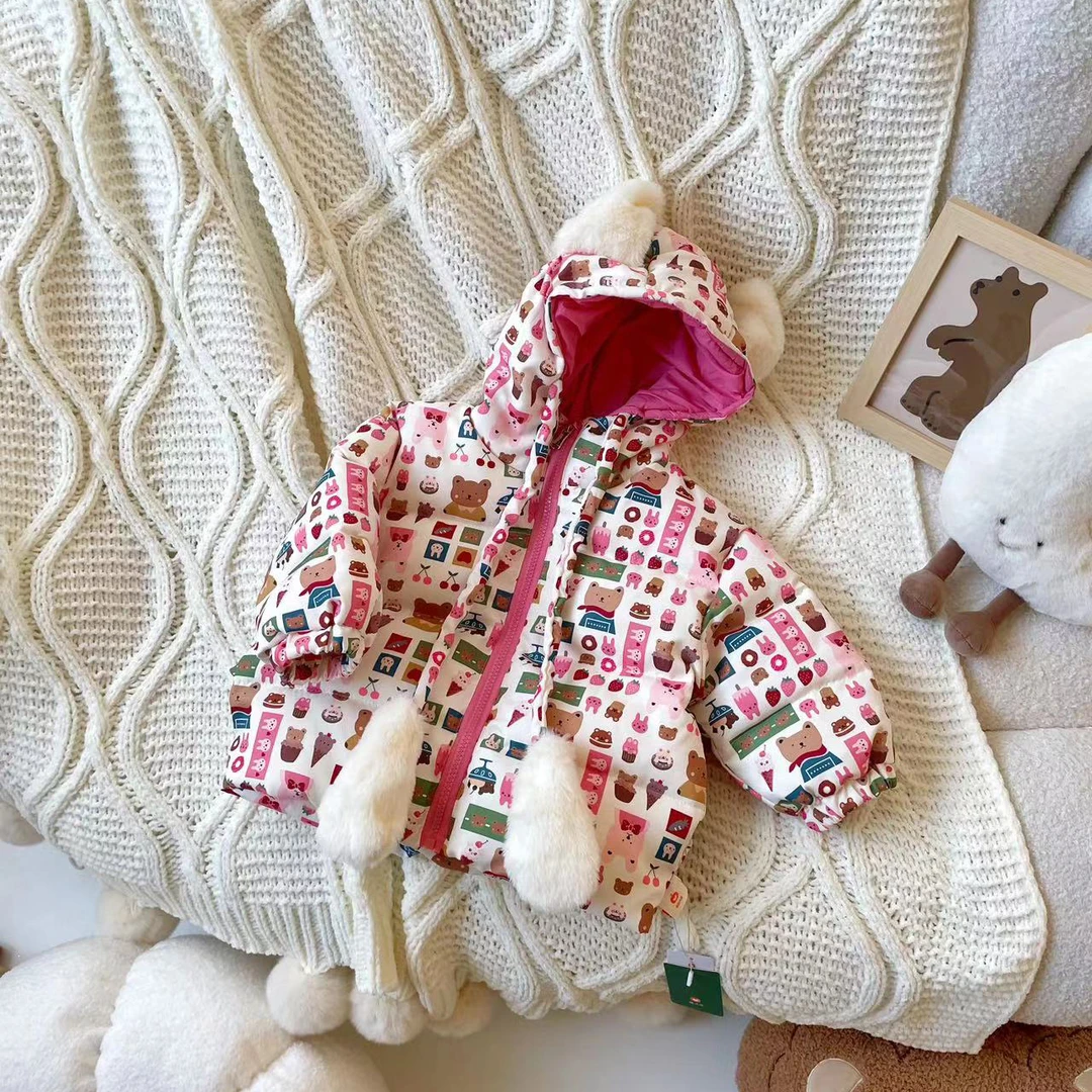 【现货】ZD23D016冬季新款卡通棉服宝宝加绒加厚连帽儿童棉袄外套