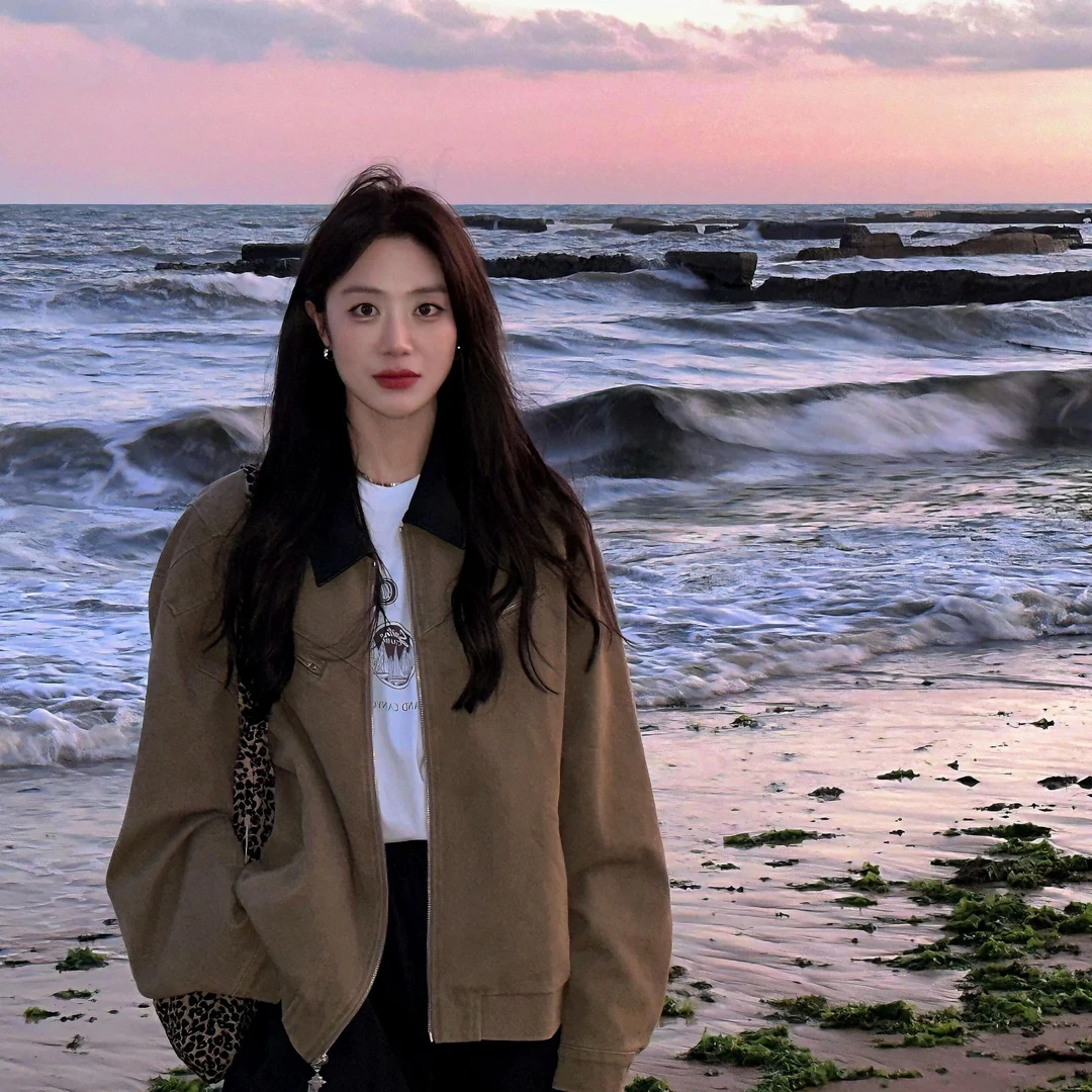 韩货-【首尔留学生】早春简约慵懒休闲百搭美拉德风外套/1061