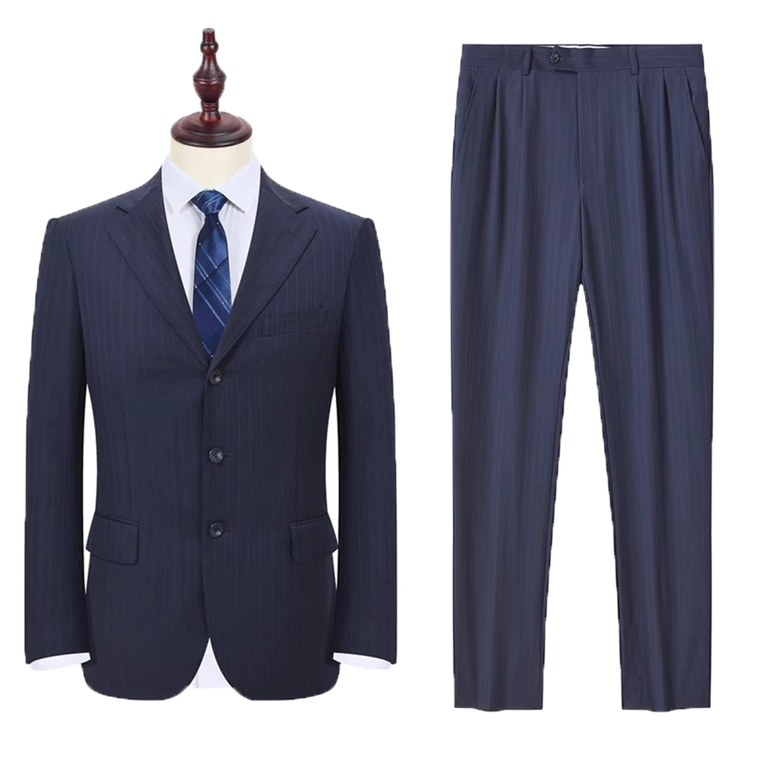 AB0910 羊毛+桑蚕丝 老沙家男士春秋羊毛套西藏青西服商务正装