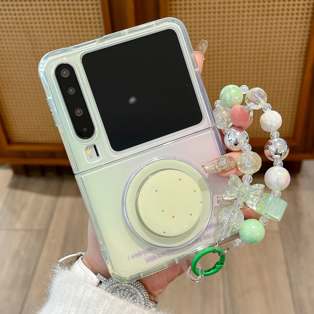 适用华为Pura x手机壳渐变绿磁吸支架pocket2折叠三星女款保护套