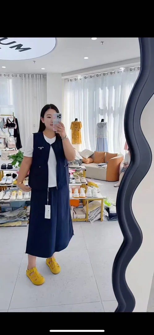 夏季新款韩系时尚工装马甲短袖T恤半身裙套装女