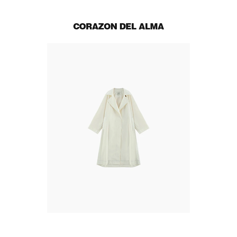 【白水】重磅高密水洗纸皱感老钱风立体廓形中长款风衣-SS1193