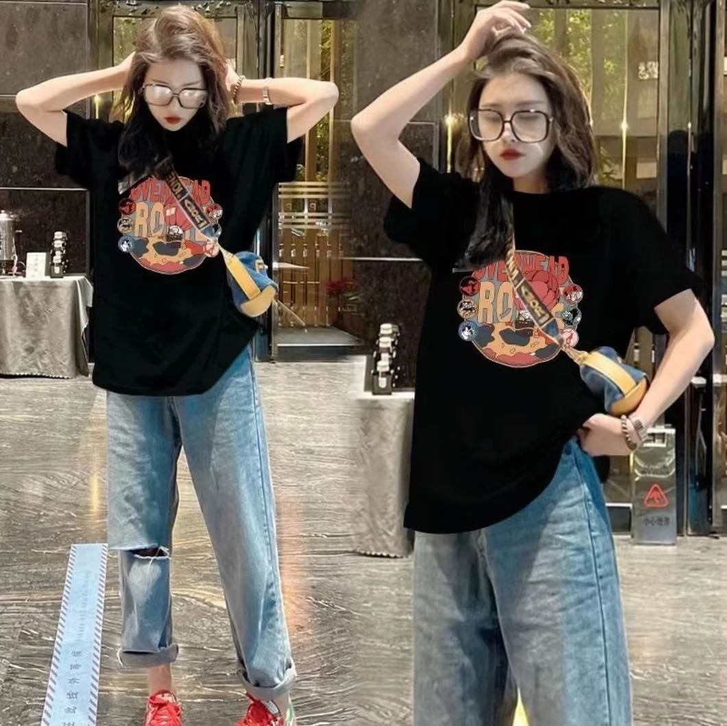 新款（畅销中）女夏款纯棉短袖圆领韩版半袖夏季百搭印花T恤