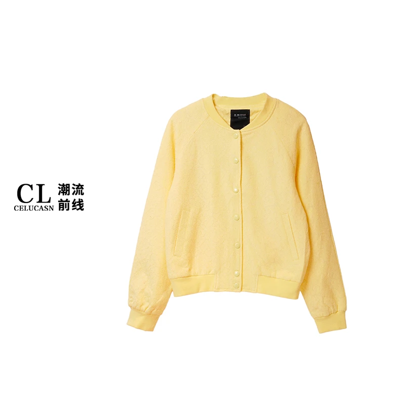 S5CBZ0604#圆领纽扣短外套女装长袖外套休闲秋冬短款上衣时尚宽松