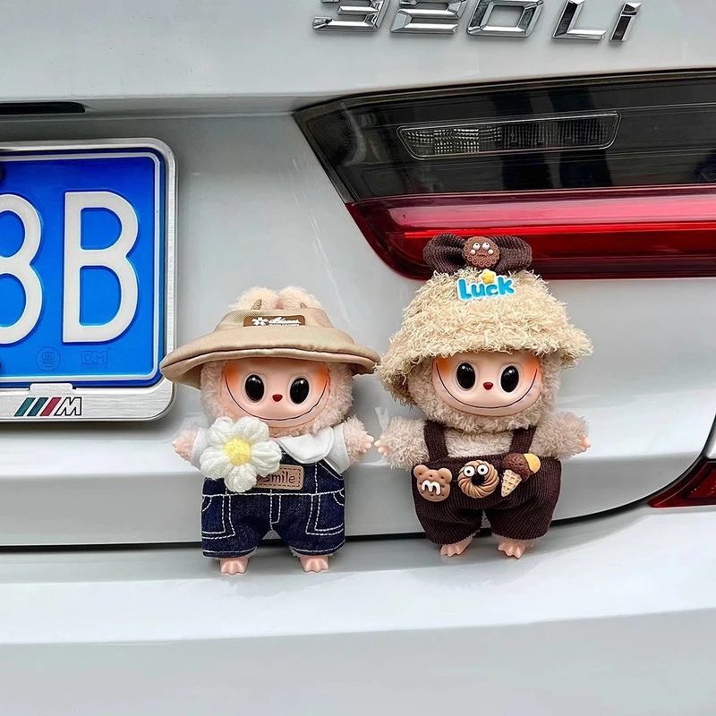 labubu拉布布车尾蝴蝶结装饰品挂件后备箱尾部汽车贴玩偶摆件车载