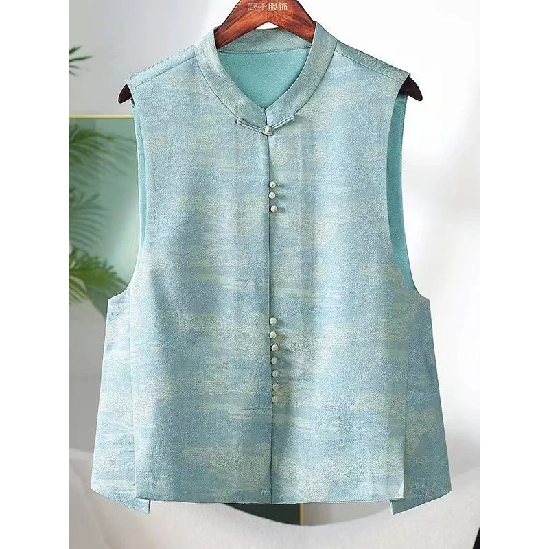 马甲新款秋季柔水马甲绣花新中式马甲