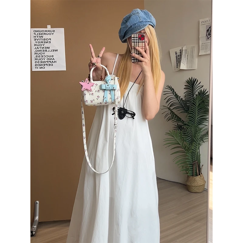 简约时尚温柔风高级感气质吊带连衣裙女气质宽松百搭小众A字长裙