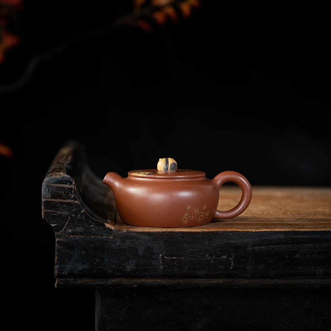 【福宝】熊猫二 范陶琦制 红清水泥 绞泥 110cc  家用紫砂壶