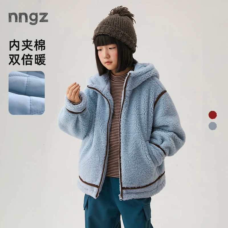 NNGZ设计师风儿童加厚保暖毛绒外套休闲百搭C25DW0067D-B加绒