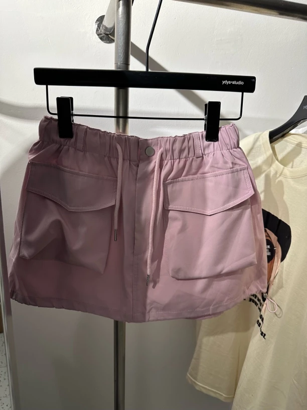 现货 韩国正版街头风口袋装饰宽松显瘦休闲工装半身短裙