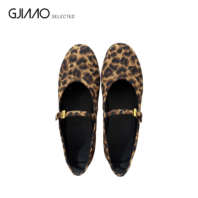 圆头豹纹玛丽珍单鞋