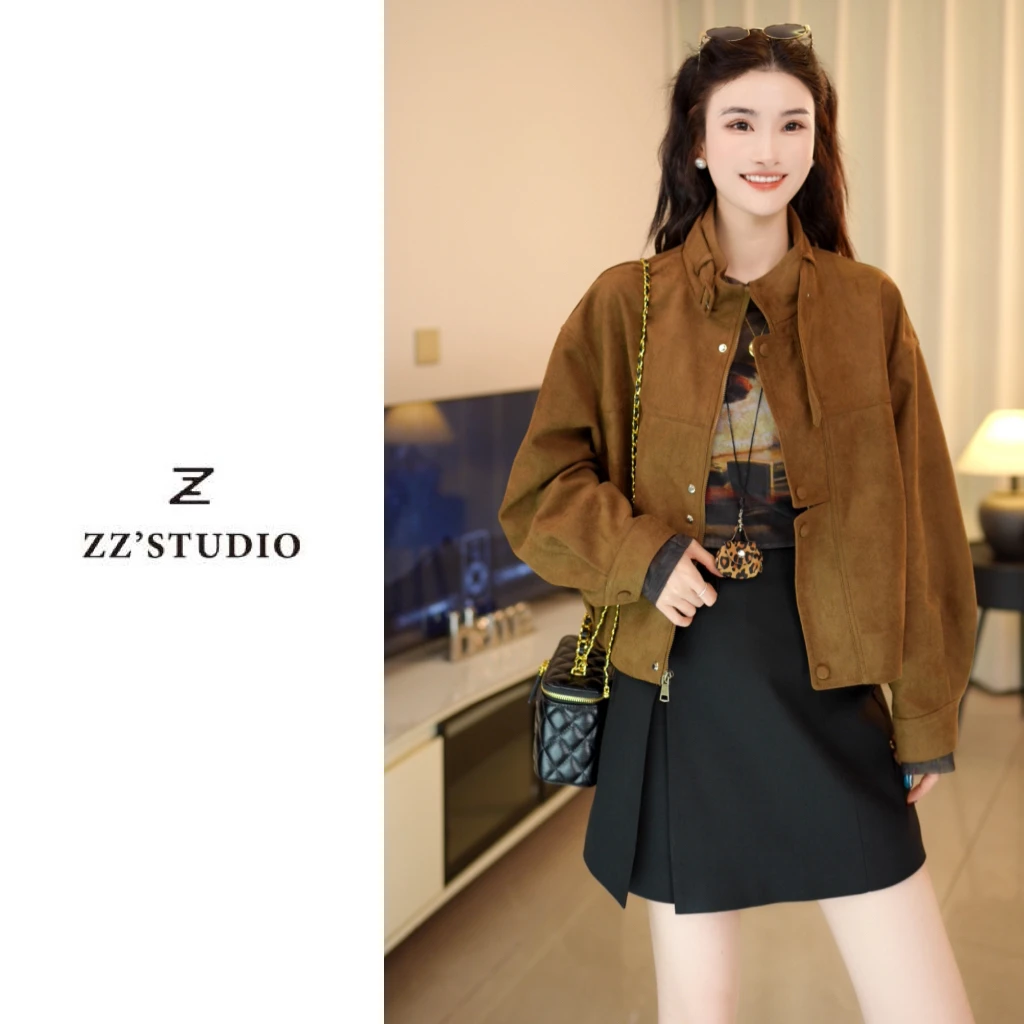 郑郑定制#秋季新款设计师款宽松时尚立领气质百搭短外套女018