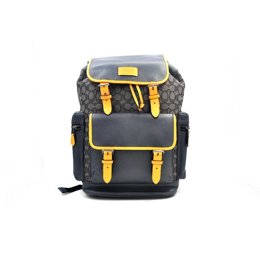 95新 COACH/蔻驰 98新 新款拼色老花翻盖双扣双肩背包30*40/60785
