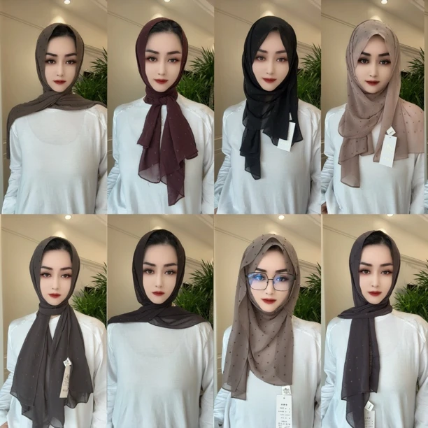 SD新品满钻迪拜纱系列长巾（配盒针）