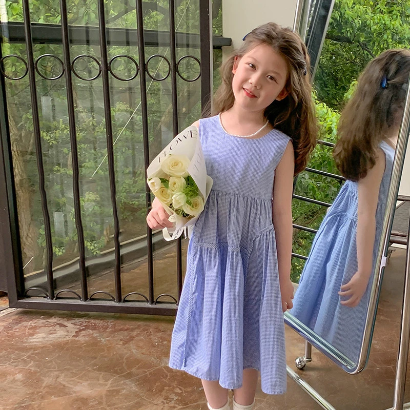 2025新款女童连衣裙格纹夏季儿童装小女孩韩版公主裙宝宝洋气裙子