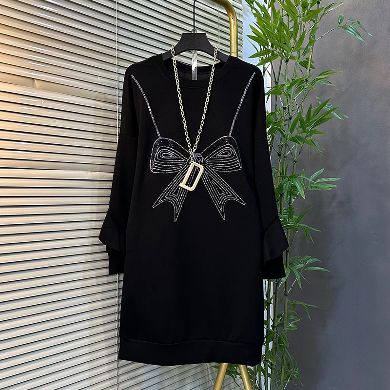 大码女装2025秋冬新款胖妹妹显瘦遮肚洋气减龄休闲时尚卫衣连衣裙