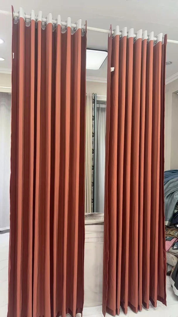 1990 高精密 红色 成品窗帘高精密 （中间对开）
