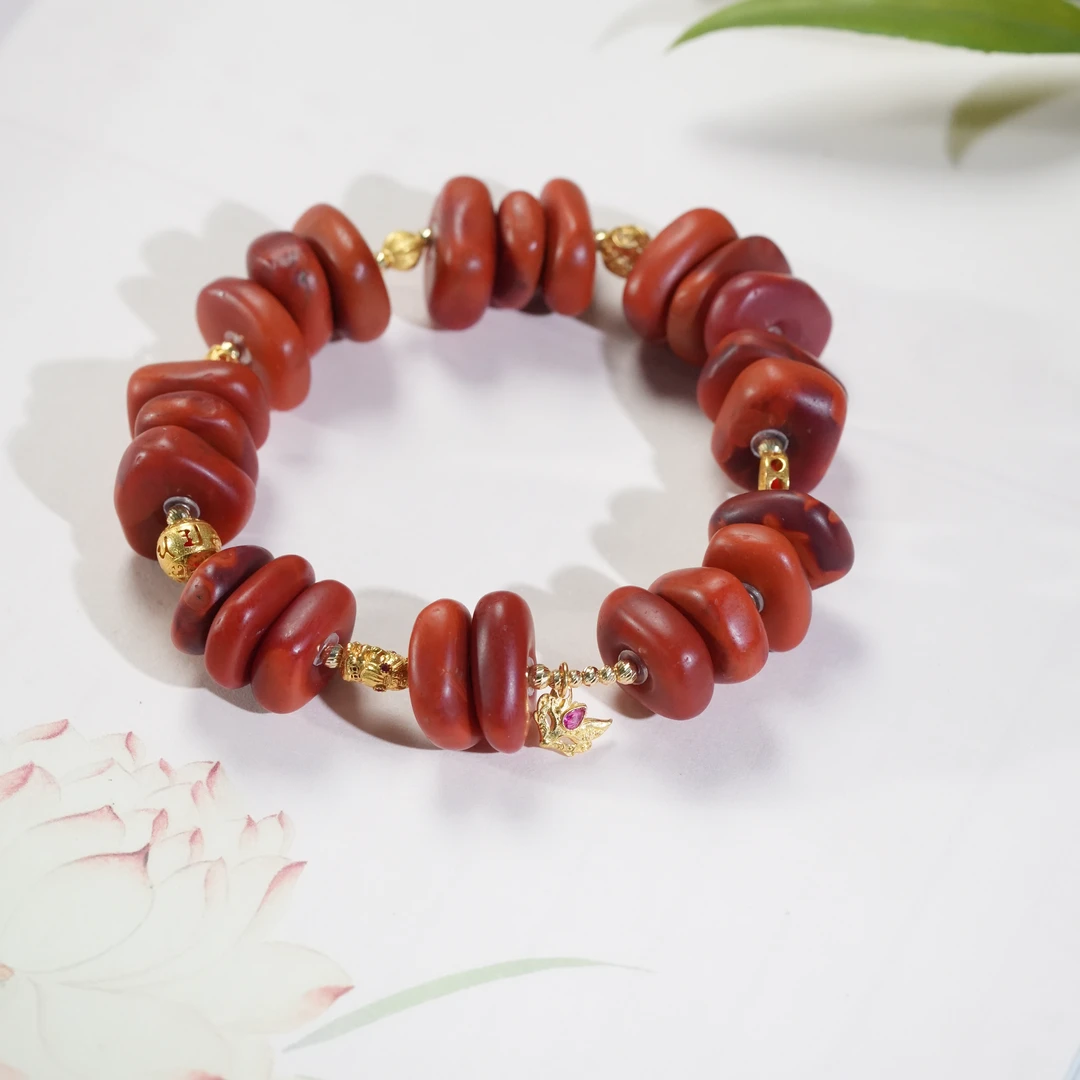 【东方十八岁】【暮雨亭】南红18K金设计款手串多样性发其一