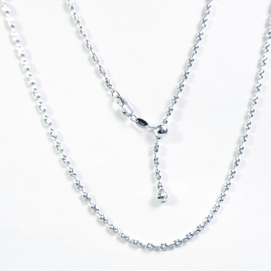 铂金Pt950项链 抽拉意大利钻石项链 车花闪亮百搭 鱼钩扣