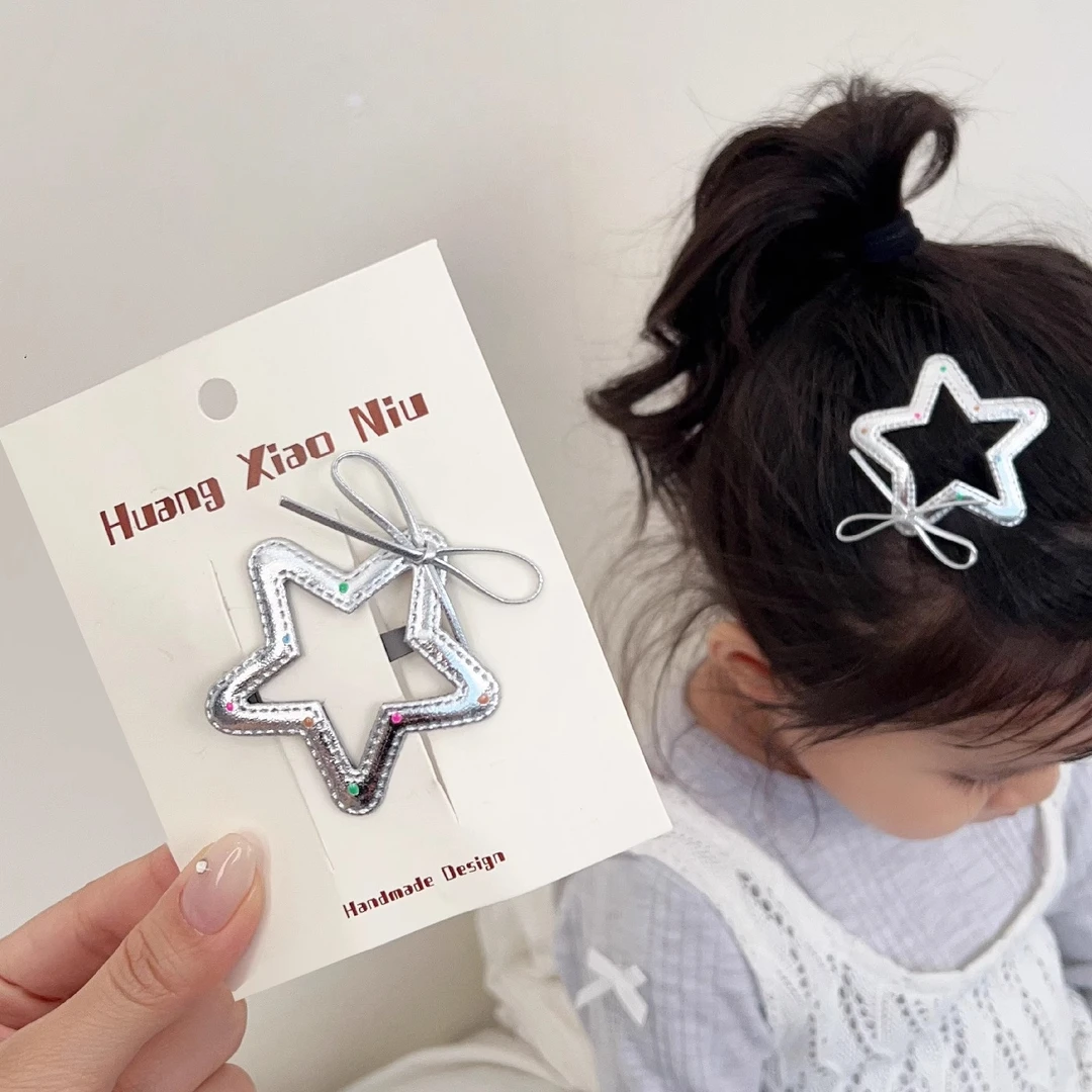 黄小妞韩国波点皮质结五角星云朵bb夹侧边刘海夹边夹发卡发饰头饰