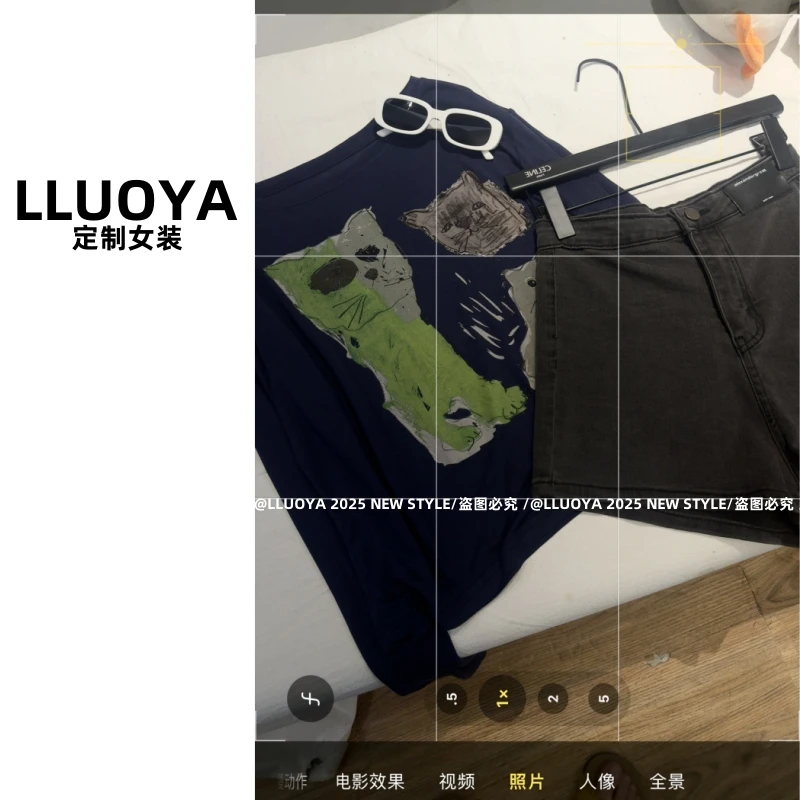 LLUOYA - 潦草猫长袖防晒T恤