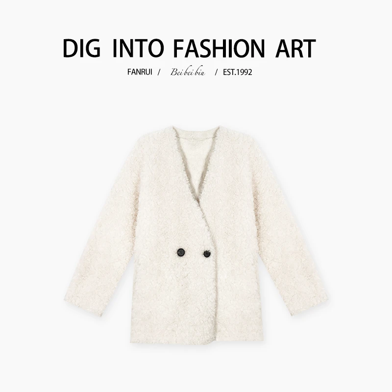 FANRUI/泛芮「恋恋暖冬 」皮毛一体洋气高级感羊毛呢子大衣B14288