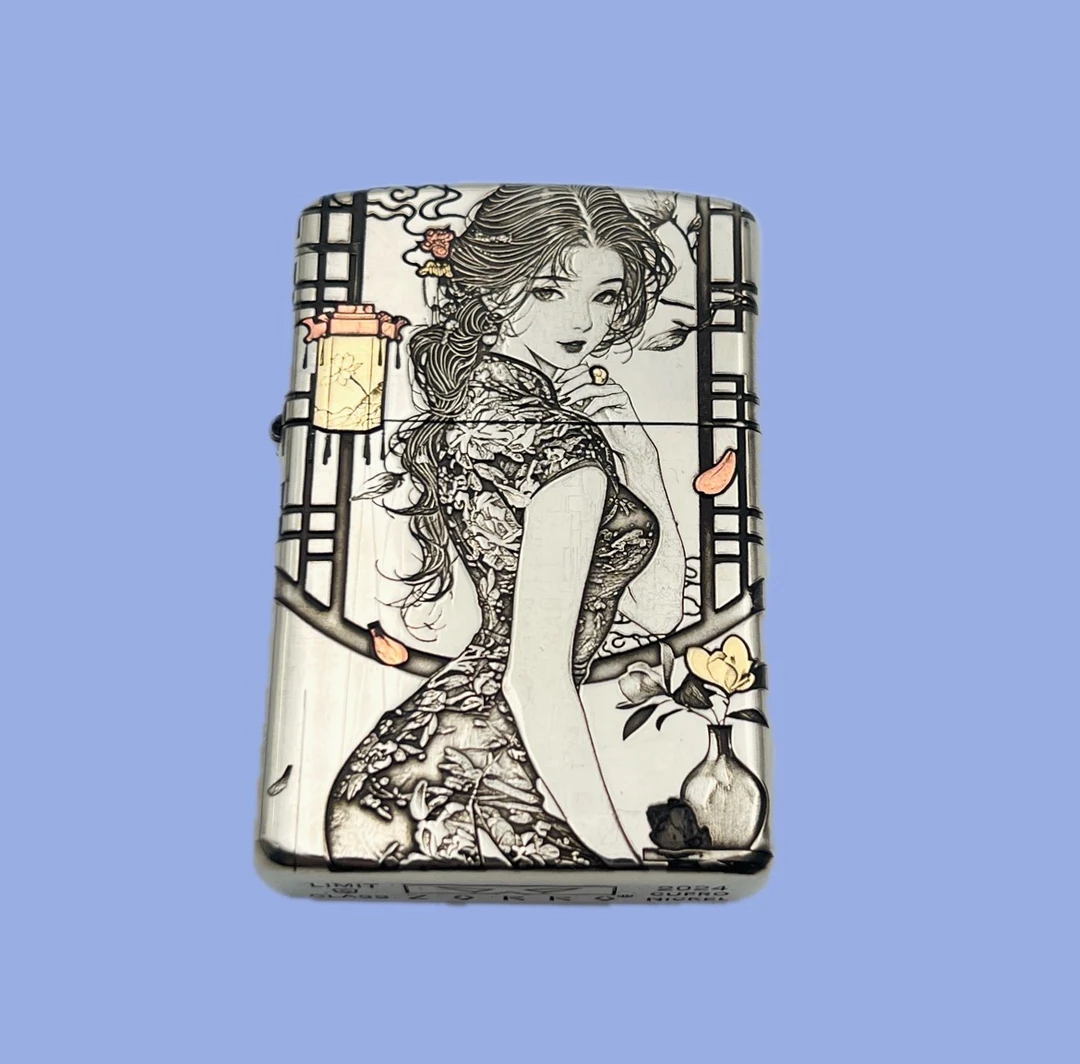 窗花女二代盔甲镶嵌防风打火机