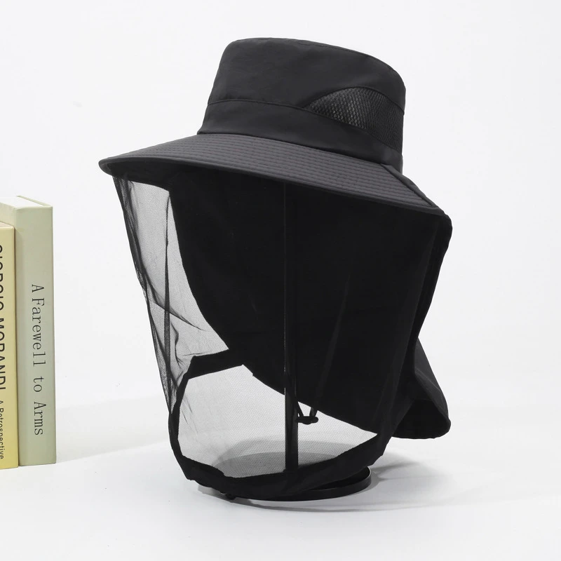 户外防蚊帽男女钓鱼帽遮脸防晒透气网纱面罩夜钓防虫防蜜蜂养蜂帽
