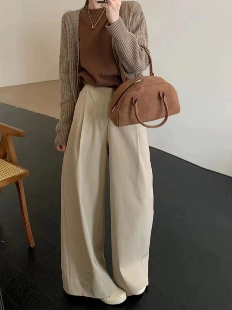 新款棉感慵懒风后松紧阔腿长裤8115-1