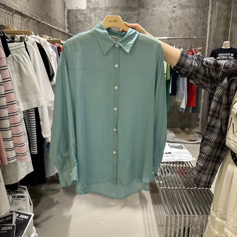【小胖家】4649简约单排扣宽松polo领衬衫