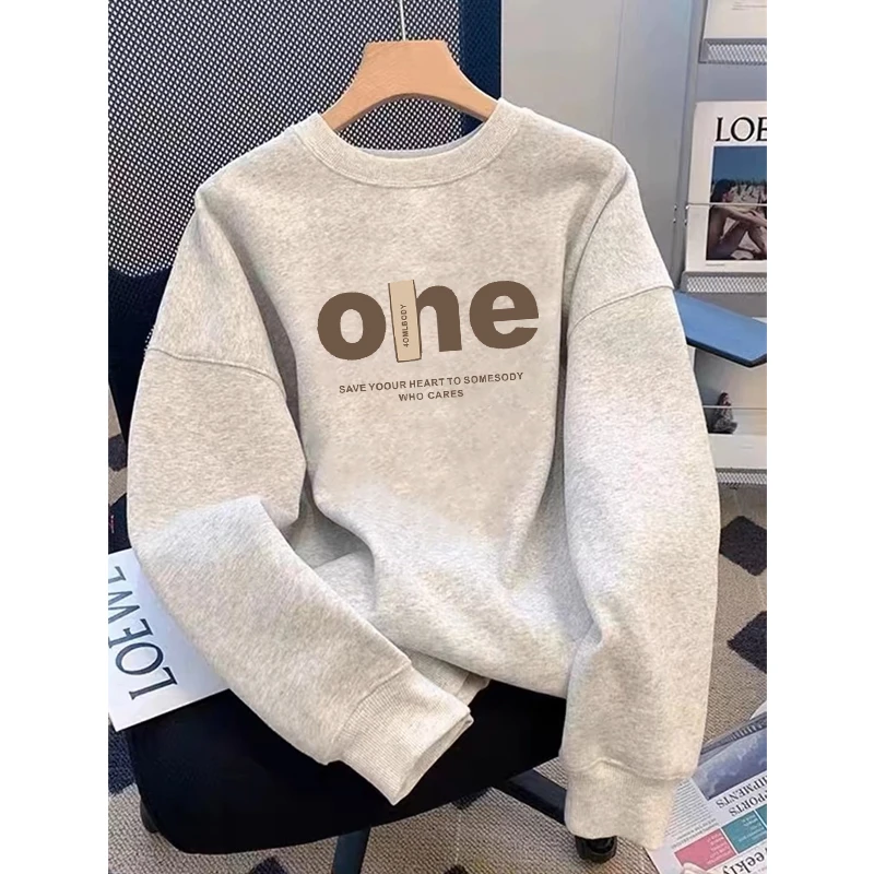 圆领套头打底衫加绒加厚卫衣女2025秋冬新款宽松韩版外套春秋薄款