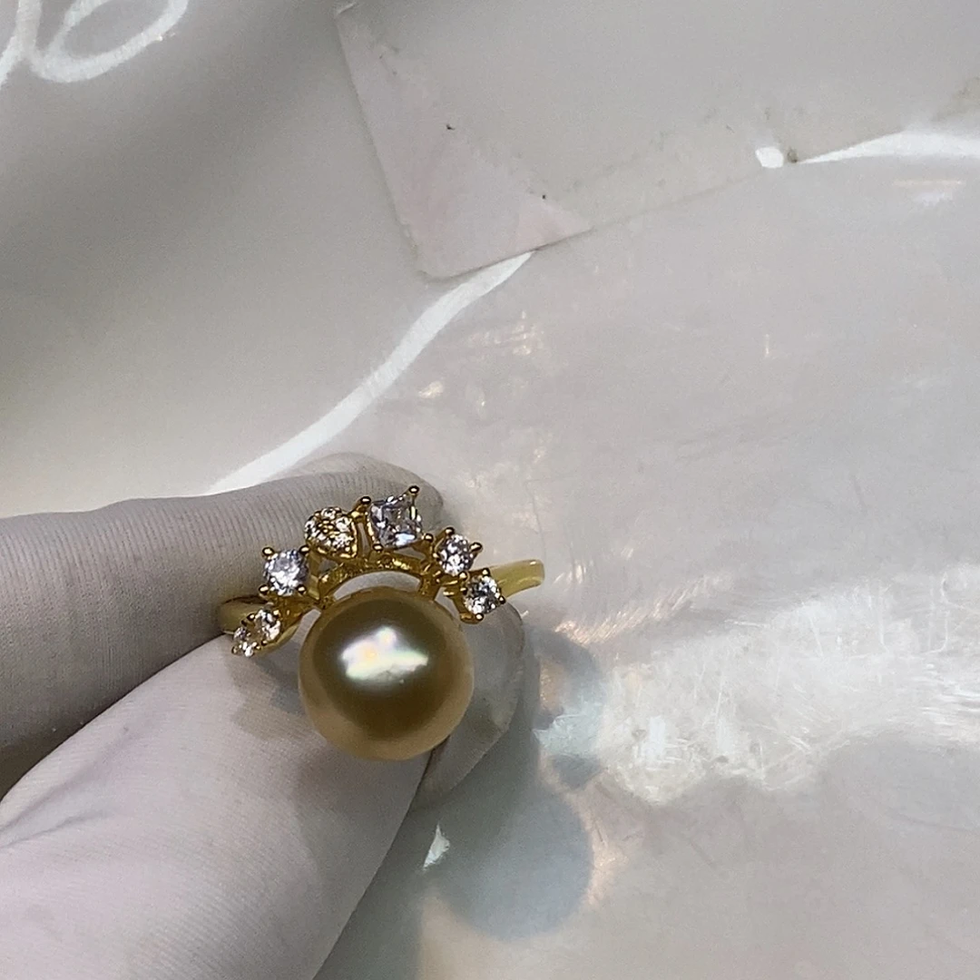 银S925镶嵌海水珍珠戒指