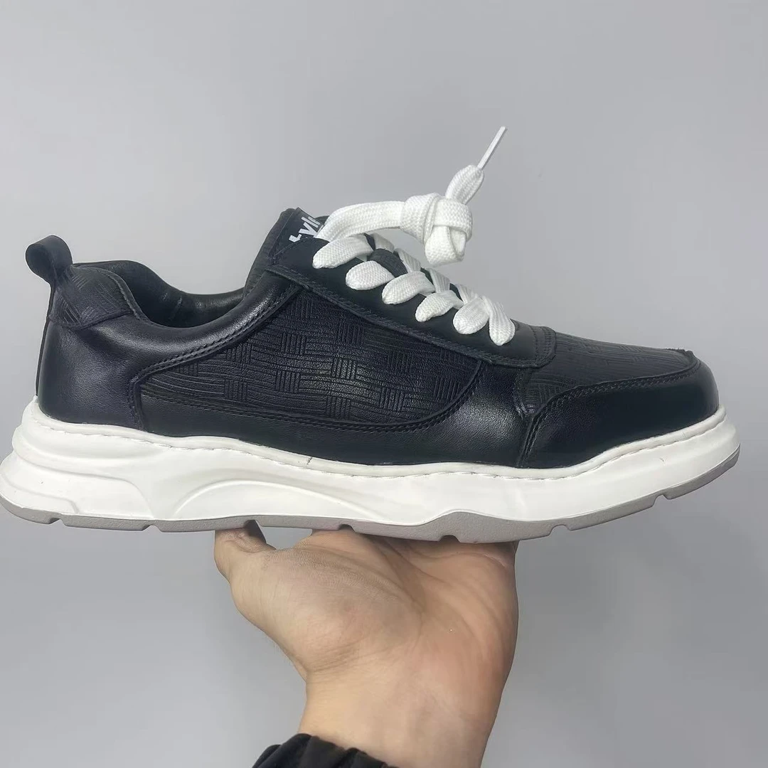 头层牛皮男士系带休闲板鞋