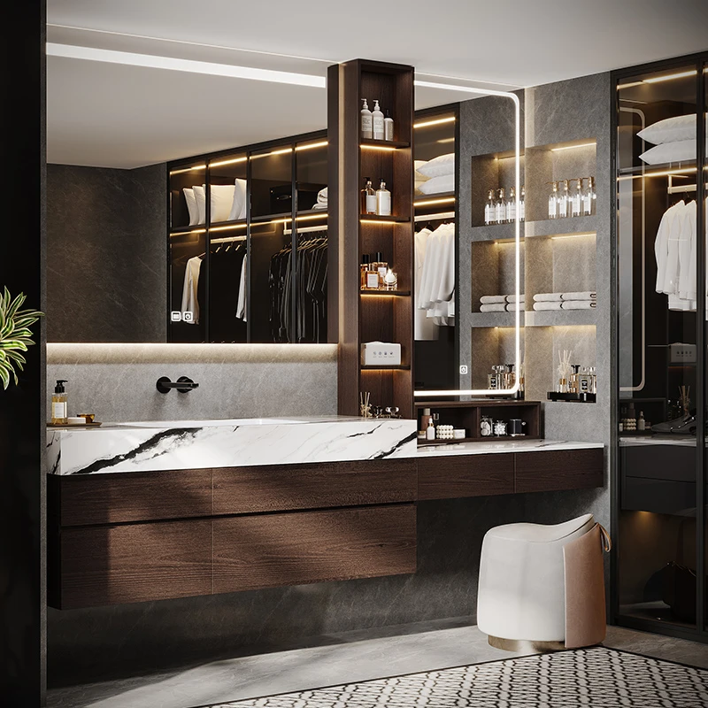 艾森力法式轻奢风梳妆台一体柜卫生间洗脸盆洗手台高端定制HC021