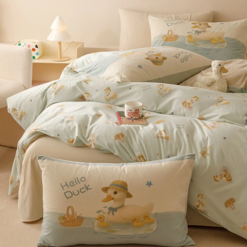【萌宠乐园系列】羽零绒卡通保暖四件套JQD鸭鸭水湾