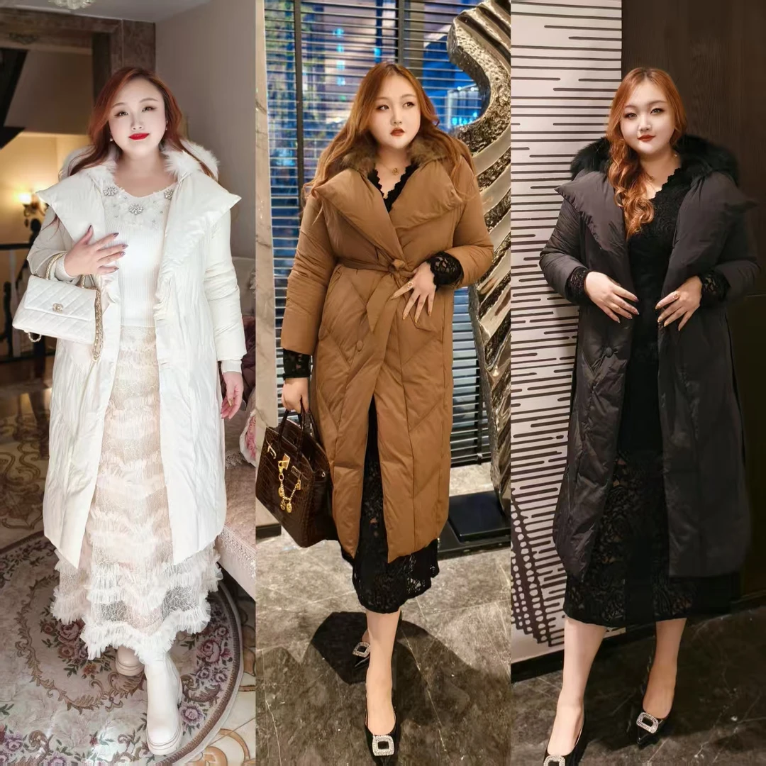 【冬日特调】钻石家大码轻奢海军领款鹅披肩长款保暖绒服 DYR2506