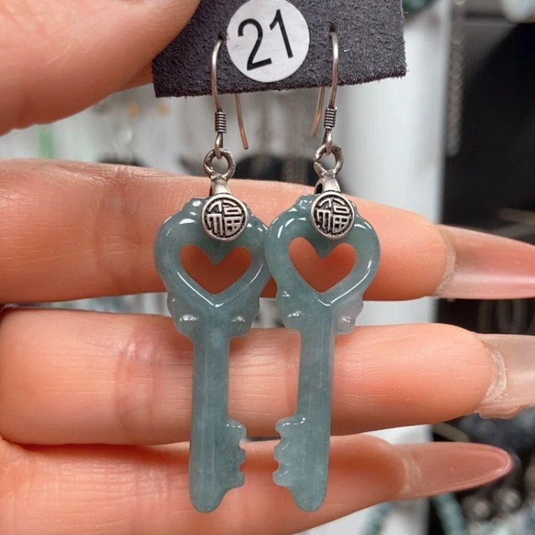 【闪购商品】翡翠耳饰银S925镶嵌耳饰