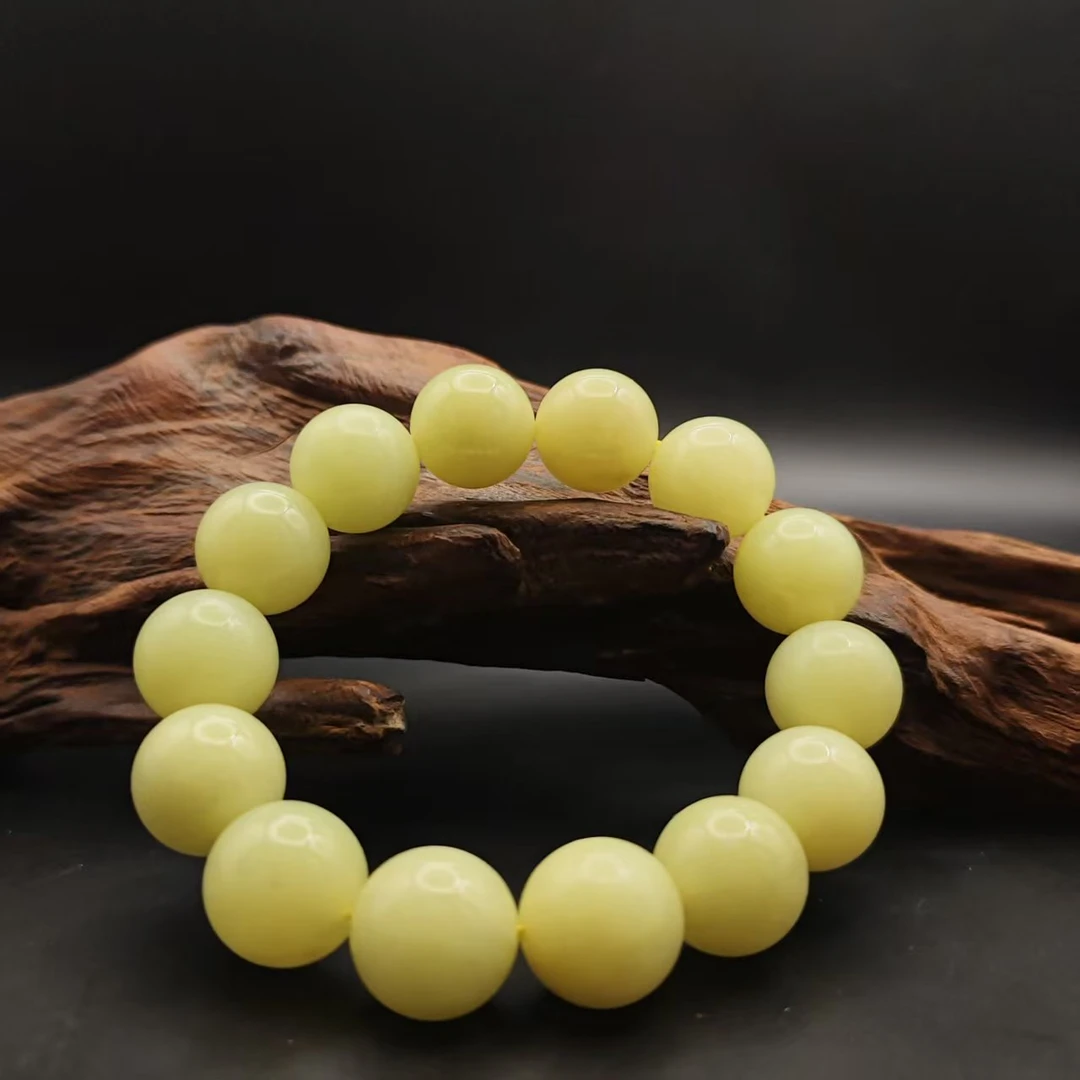 Z和田玉黄口圆珠手串（卡16）0395