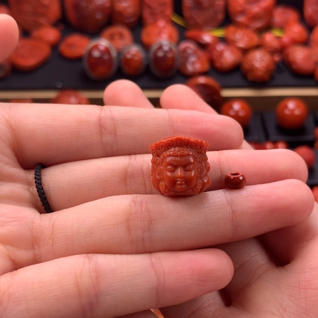 未镶嵌三面佛三通14mm➕南红玛瑙有**杜
