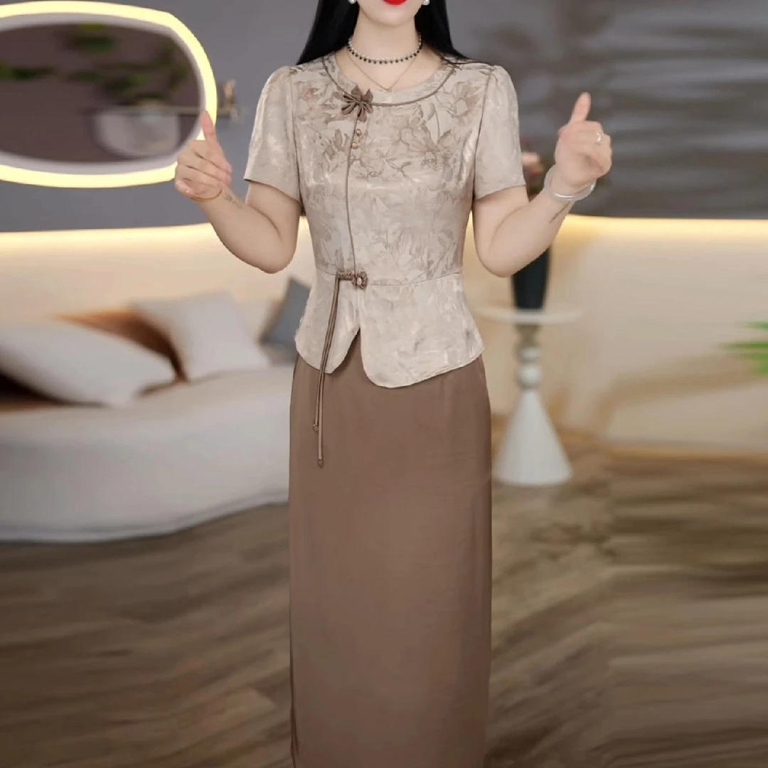 2025夏季新款薄款气质中长款高级显瘦连衣裙遮肉假两件