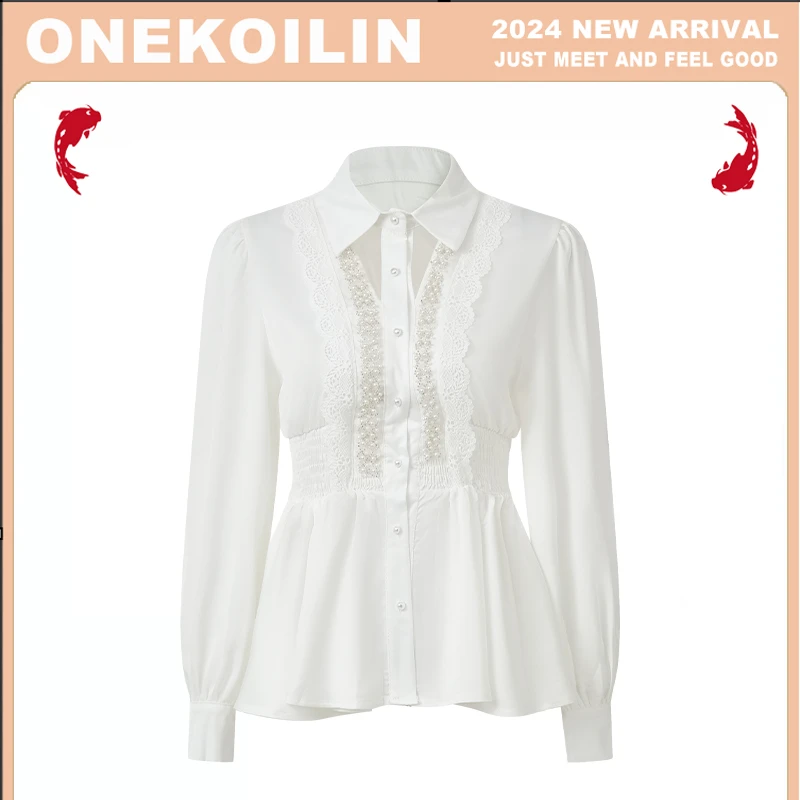 OneKoilin“钻石星河”收腰气质风手工钉珠重工衬衣 ZSXH