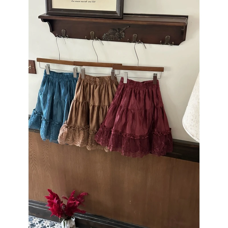 【冬款FORUP】女童冬装法式黎娜丝绒花边加绒半裙254-FU-65839